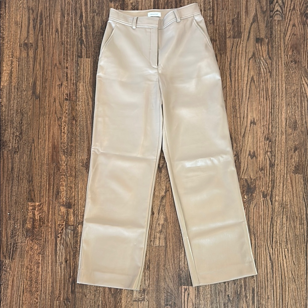 Aritzia Babaton Taupe Faux Leather Pants Sz. 6